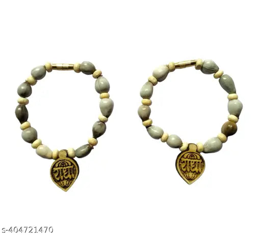 Combo 2Thakur Ji Laddu Gopal Vaijanti Mala Tulsi Beads Mala Vaijanti Mala With Radhe Name Round Tulsi Vaijayanti Mala Locket Pack Of 2