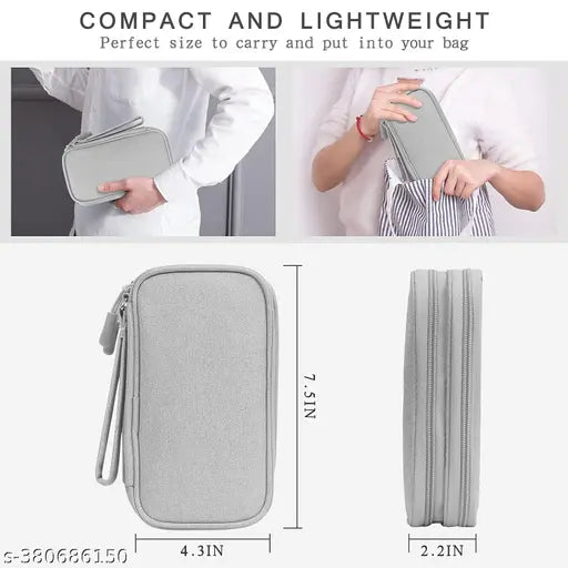 Quality Electronics Accessories Organizer Travel Multipurpose Waterproof Case  (Grey)