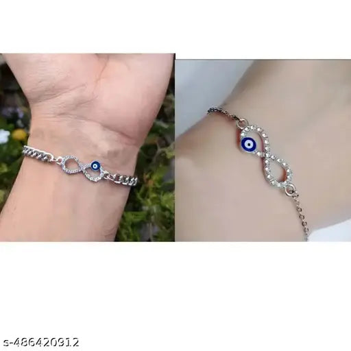 couple infinity evil eye bracelets for men and women Pack of 2