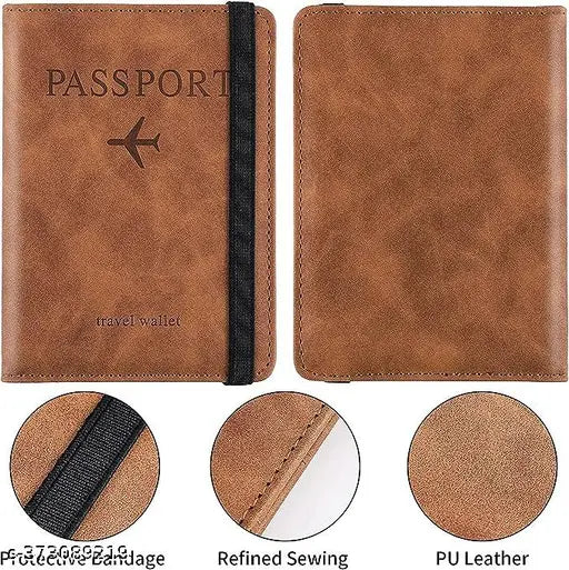StealODeal Passport Holder Cover Wallet RFID Blocking PU Leather Travel Document Holder  (Brown)