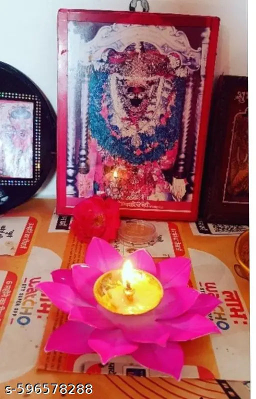 Pure Brass Lotus Diya Jot Deepak(Diya) Pooja Oil Lamp for Home Decoration and Diwali Gifting ( Pink )