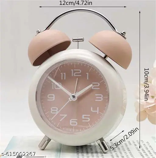 Nuvem Classic Retro Twin Bell Alarm Clock – Silent Non-Ticking Analog Table Clock with Loud Ringer & Night Light & Luminouss Dial – Ideal for Kids Students Bedroom & Study(Pack of 1)