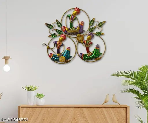 DECORATIVE LORD KRISHNA PLAYING MUSICAL INSTRUMENTS WALL HANGING SHOWPIECE