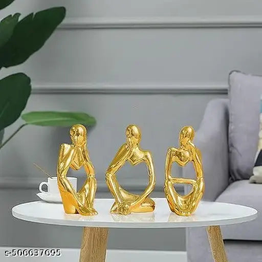 DAY CREATION Golden Thinker Statue for Home Decor | Table Decor (Pack of 1, Golden)