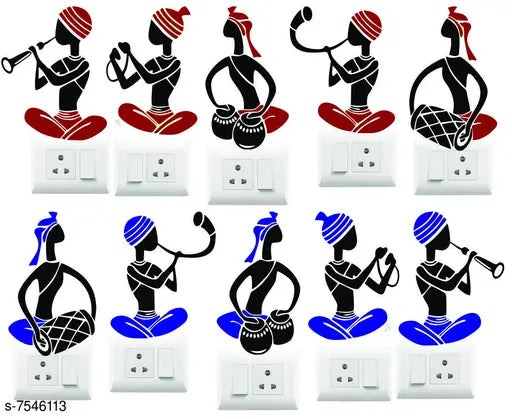 African Ladies Music Wall Sticker & Switch Board Sticker Set