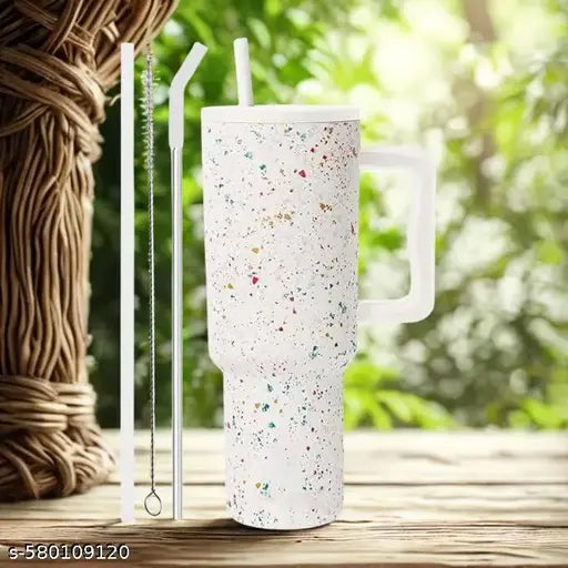 Tumbler with lid and Straw 1200ML Cup Stainless Steel Vacuum Insulated Tumbler for Water, Iced Tea or Coffee 1.2L Office Gym Travelling (40-Oz-Skin Paint)