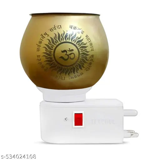 Electric Kapoor Dani Ganesh Ji Om Glass Diffuser | 13 cm | Pooja Room & Home Temple Decor