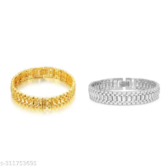 STYLE COMBO OF GOLD AND SILVER  BRECELET