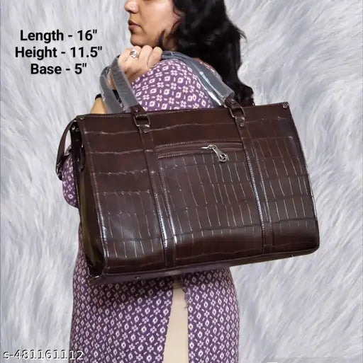 LEATHER HANDBAG OFFICE HANDBAG FOR WOMEN PREMIUM QUALITY TOTE BAG FOR LADIES WITH TWO HANDLES AND SHOULDER STRAP FASHIONABLE CARRYBAG BIG LARGE CAPACITY