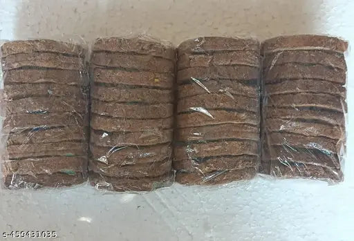 40 Pcs. Cow Dung Cake/Upla for Havan-Pujan & Religious Purpose | Handmade Desi Gau ke Gobar ke Upale/kande| Pack of 40 pcs | Round shape 9 cm.