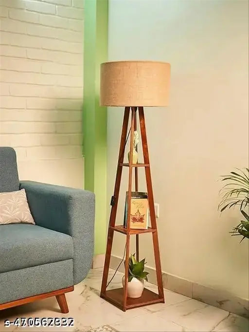 Floor Lamp with Shelf - Perfect Incandescent Lighting for Living Rooms, Bedrooms, and Offices in Classic Brown Finish Pack of 1