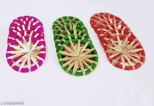 3" Handmade royal look Rajasthani Multicolor Gota Patti Chakri for craft work & decoration size - 3 " ( 12  pcs circle chakri )