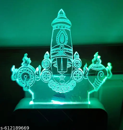 3D Illusion Acrylic Night Lamp, 7 Colors RGB Auto Colour Changing LED Plug and Play Night Light, Office Light, Best for Gift - Pack of 1