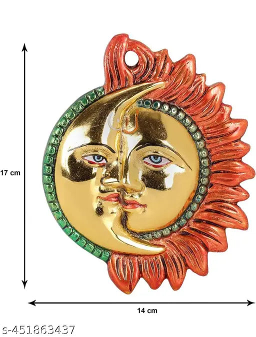 Sun & Moon Wall Hanging Multicolour Decorative Showpiece for Vastu Remedies, Success, Health & Prosperity in Home, Office Hanging Art Piece of Combine Sun and Moon to Energise You with The Most Powerful Energies on The Earth. Prepared from fine Quality of