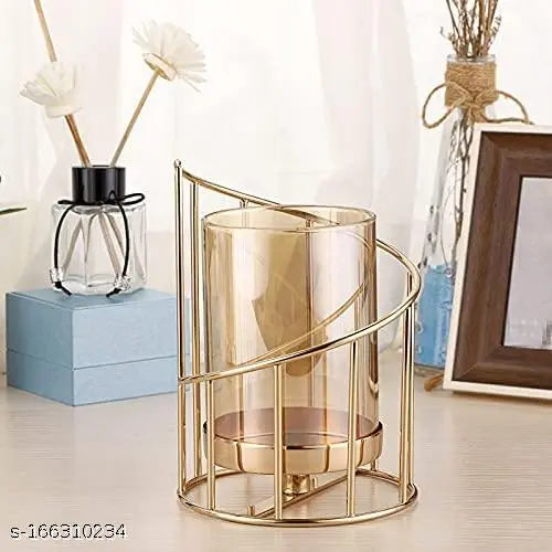 Next In Metal Geometric Candle Holder Gold Pillar Candle Holder With Removable Glass Modern Candle Holder Decorative For Table