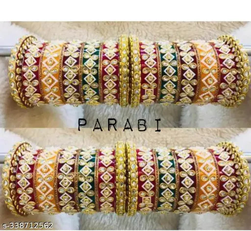 Rajasthani Multi Chuda, Bridal Chuda, Punjabi Chuda, Kundan Bangles Set