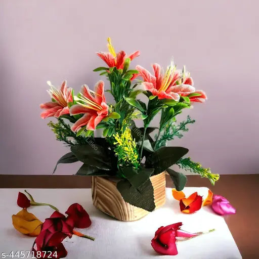 Litleo great for home office git , wooden pot lil flower