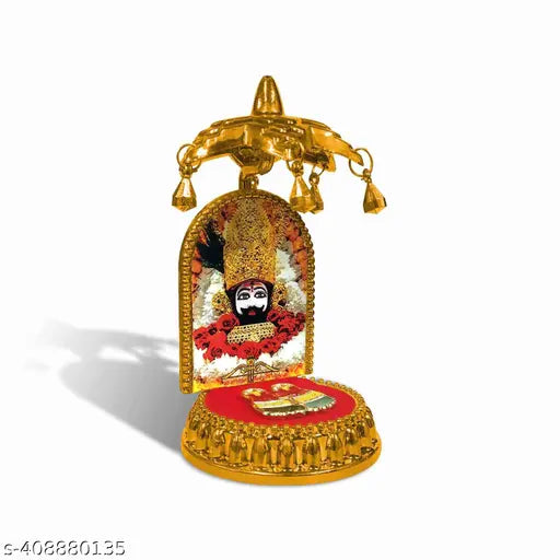 Bigwheels Lord Khatu Shyam Baba/barbarik with Charan Paduka and Umbrella Chhatra God Idol, Car Dashboard/office Desk/table/home Decor Showpiece, Chatri Aasan for Murti, Ideal Gift Item