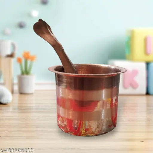100% Pure Copper Puja Patra Punch Patra Jal Patra with Achmani Spoon Set for all pooja needs