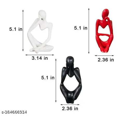 NAZ Home Decor 3pcs Creative Thinker Statue, Abstract Sculpture, Resin Statue Tabletop Decoration, Modern Wedding Bedroom, Living Room Decoration, Family Living Room Decoration, Aesthetic Room Decoration, Birthday Gift, Father's Day Gift, Valentine's Day