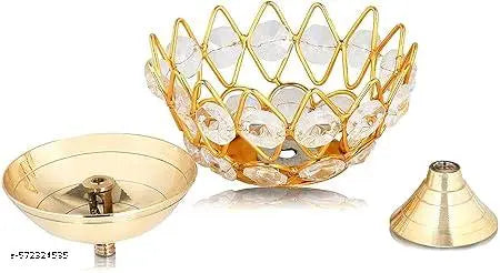 Pooja Special Crystal Pancharti Diya | 5 Jyoti Deep