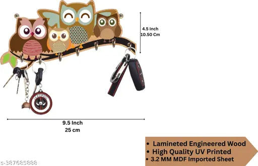SB Creation Owl Key Holder – Elegant Wall-Mounted Decorative Item for Home Decor