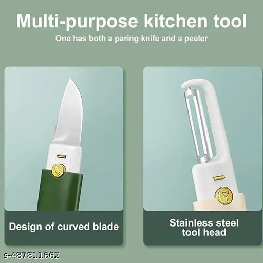 2 in 1 Multifunctional Stainless Steel Fruit Knife Peeler, Vegetable Peeler with Knife Julienne Peeler, Multi-Color Fruit and Vegetable Dual-Use Knife,Portable Peeling Fruit Peeler