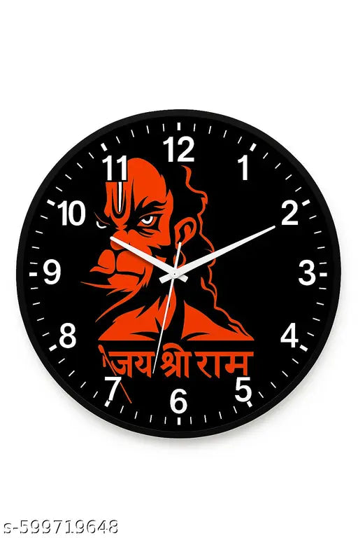 Hanuman Ji Wall Clock with जय श्री राम Design | Round Decorative Clock