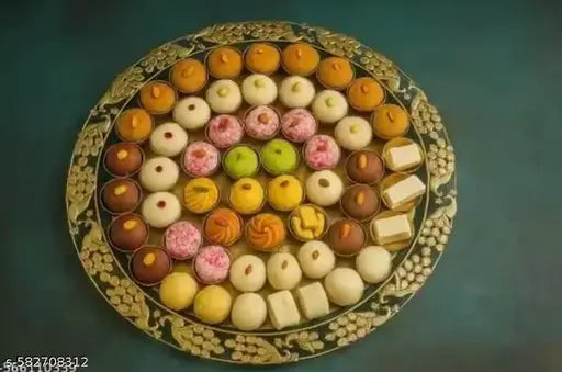 56 bhog brass finish thali