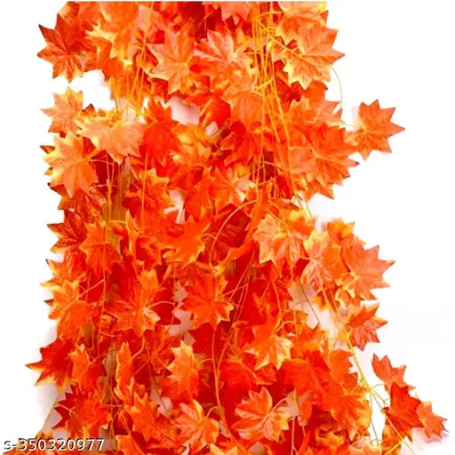 2 Pic Artificial Plant | Wall Hanging | Special Ocassion Decoration | Office | Festival Theme Decorative |Window Wall Hanging Ornament Home Decoration| Length 8 Feet Pack of 2 Strings Artificial Plant ( 8Feet Orange)