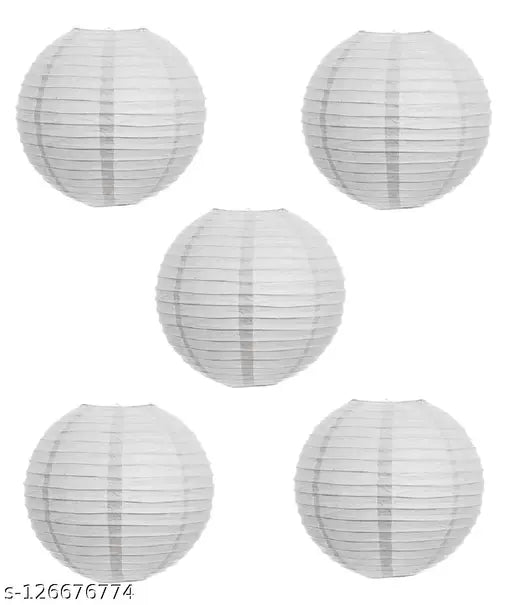 Shuang You Rice Paper Hanging Lantern Ball Lamp Shade, 12-inch White Paper Hanging Lantern Lantern Ball Lamp (White, Pack of 10)