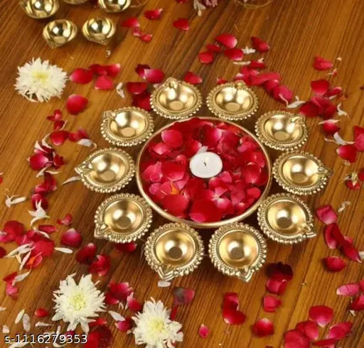 Decorative Metal Diya Urli Bowl | Floating Flower Holder for Home Decor