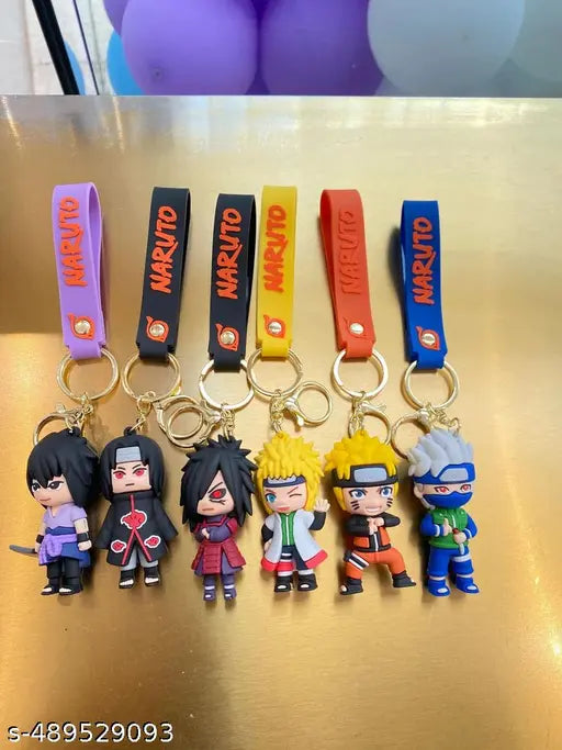 Anime Naruto Cartoon Characters Keychain for Girls Boys, Cute Silicon Keychains Accessories Keyring Key Purse Backpack Car Charms for Kids Gifts