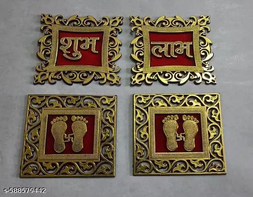 diwali special shubh labh (1 pcs) and Lakshmi charan ( 2 pcs)designing big sticker ( pack of 2 pcs).