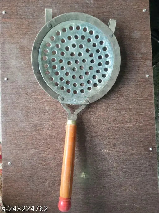 Fulvadi Gathiya Jhara with Wooden Handle Deep Frying Basket  (Grey Pack of 1)