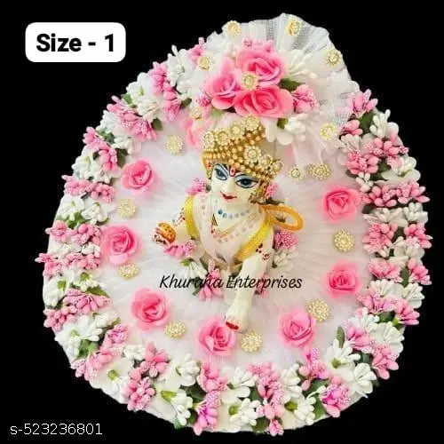 (SIZE = 1) 1PC , NEW FANCY PINK FLOWER DESIGNER DRESS WITH PAGDI OF LADDU GOPAL JI , KRISHNA JI , KANHA JI , BAL GOPAL JI FOR FESTIVAL , SPECIAL OCASSION , JANAMASTHMI