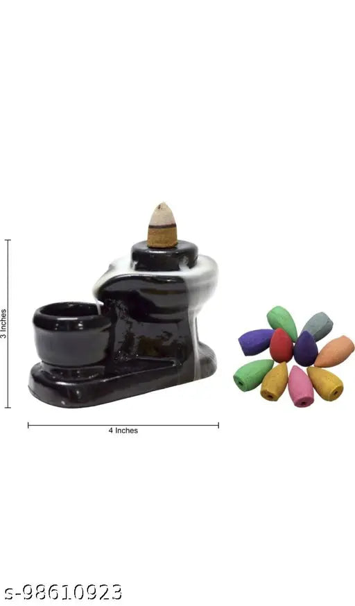 Handicrafts Villa Shivlig Smoke Backflow Cone Incense Holder with 10 Insence Cone