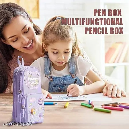 NST  Premium Pencil Case Hang able 6 Layer with 3 Compartment Cute Aesthetic Pencil Case for Girls Large Capacity Pencil Pouch for Kids Cute Stationary Gift for Kids (PURPLE)