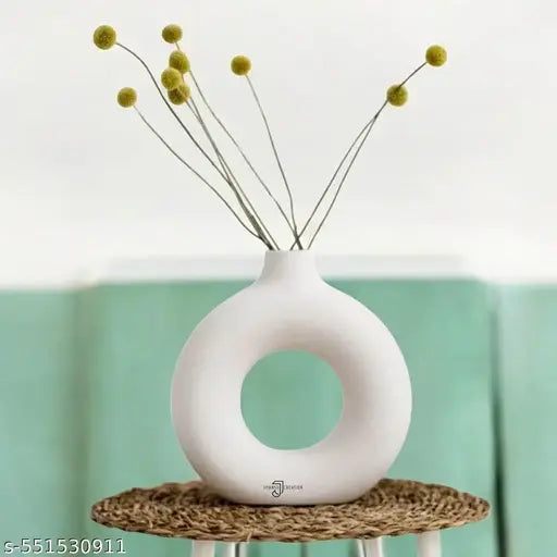 Ceramic Donut Vase, Flower Vase Vase, Vase Home Decor Centrepiece Decor for Home, Office, or Gifts-Vase