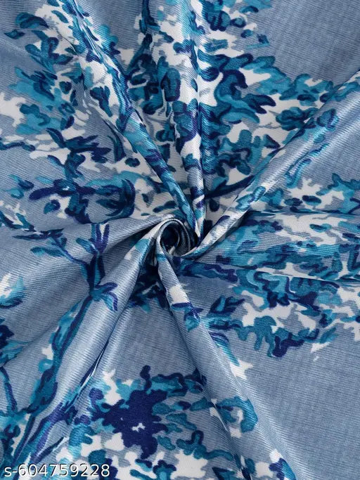 ATTRACTIVE GLITTERING  POLYSTER LEAVES PRINTED LIGHT FILTERING EYELET CURTAIN (PARDA FOR DOOR_7FT X 4FT , WINDOW_5FT X 4FT) FOR DRAWING ROOM,LIVING ROOM,BED ROOM ) , PACK OF 1 PCS, AQUA