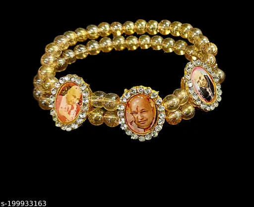 Jai Guruji Swaroop bracelet (Pack of 3) Guruji Maharaj 3 photos bracelet double line for both Men and Women (photos may vary)