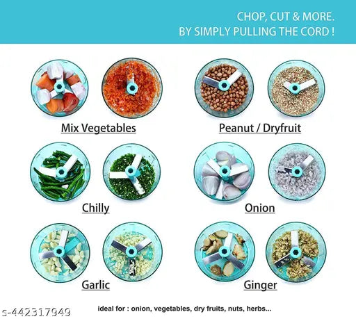 1000ML + 1000ML Combo of Standard Handy Pro Chopper (1000 ml) and Compact Chopper Cutter Mixer (1000 ml) with Stainless Steel Blades and Whisker Blade for effortlessly Chopping Vegetables Fruits for Your Kitchen (Value Pack) (PACK OF 2) Manual Choppers &