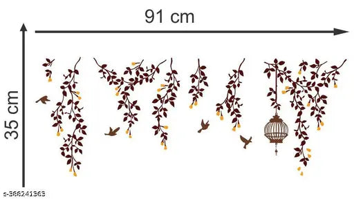 Decor Villa Multicolor Summer vine flower Wall Sticker Size -(58 x Cm 53 Cm)