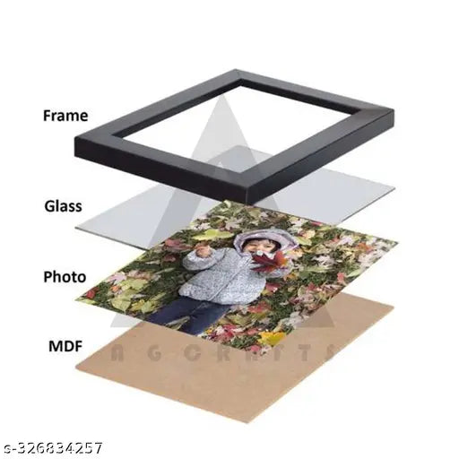 PHOTO FRAME GLASS WOOD PHOTO FRAME SET OF 7 ( 4x6-4 5x7-3 BLACK )