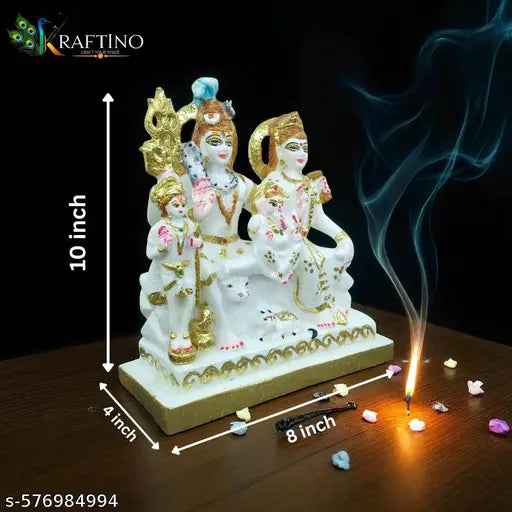 10inch Gold Plated Marble Dust Shiv Family Statue