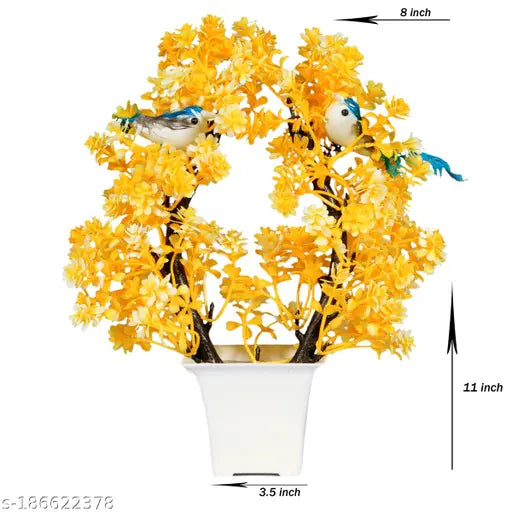 New Design Artificial Plants With Pot and BIRDS Artificial Plant, Flower and Shrubs for Home, Office, Table top Decorate