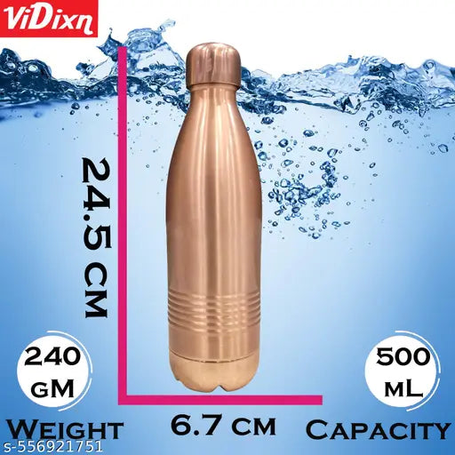 Trade Vibe Goods Designer Enjoy 100% Pure Copper (500mL) BPA Free, Rust & Leak Proof Copper Bottle, for Office, Yoga, Home, Gym, Travel,  Ayurveda Inspired Copper Bottle (Pack 1)