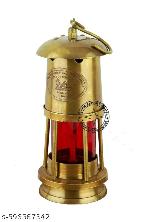 Brass Table Lantern Glass Oil Lamp Home Decoration (6 inch) [klhg]