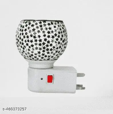 Kapoor Dani/ Oil Burner Cum Night Lamp with Switch Ceramic, Borosilicate Glass, Plastic, Steel, Glass Incense Holder Set  (Multicolor)  M14