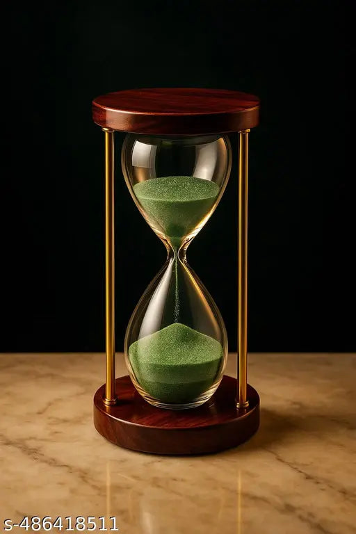 Natural Wood Green Sand 5-Minute Sand Timer –  Home Decor Piece
